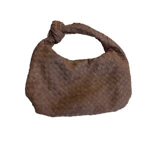 Urban Expressions Woven Knot‎ Handle Shoulder Bag Brown Faux Leather